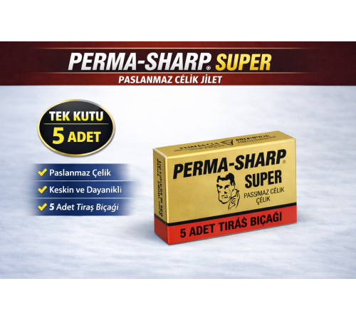 Perma-Sharp Super Paslanmaz Çelik Tıraş Bıçağı 5’li 1 Kutu