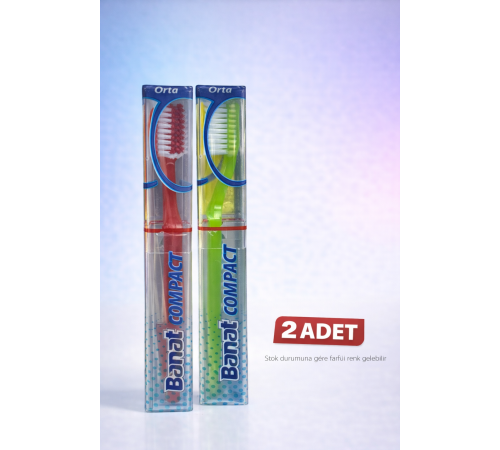 Banat Compact Kutulu Diş Fırçası 2 Adet Orta Sert Koruyucu Kapaklı Set