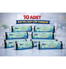 Star Plus Standart Battal Boy Atık Poşeti 75x90 cm 10lu Dayanıklı Büyük Boy Atık Torbası 10 Adet