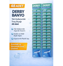 Derby Banyo Tek Kullanımlık Tıraş Bıçağı 48 Adet Avantajlı Ekonomik Paket Plastik Saplı Tıraş Jileti