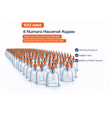 4 Numara Hacamat Kupası 100 Adet Vakumlu Manuel Kupa Bardak Dayanıklı Plastik Hacamat Kabı