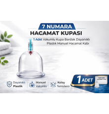 7 Numara Hacamat Kupası 1 Adet Vakumlu Kupa Bardak Dayanıklı Plastik Manuel Hacamat Kabı