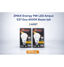 ZMAX Energy 9W LED Ampul E27 Duy 6500K Beyaz Işık 720 Lümen 60W Eşdeğer Enerji Tasarruflu 2 Adet