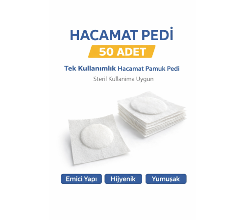 Hacamat Pedi 50 Adet – Tek Kullanımlık Hacamat Pamuk Pedi Steril Kullanıma Uygun