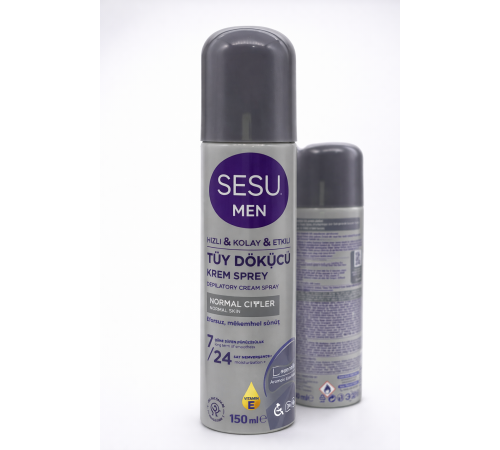 Sesu Men Tüy Dökücü Krem Sprey 150 ml Erkeklere Özel Hızlı Etkili Depilatory Spray Normal Ciltler İçin