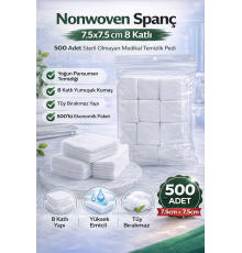 Nonwoven Spanç 7,5x7,5 cm 8 Katlı 500 Adet Steril Olmayan Medikal Temizlik Pedi