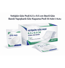 Yetişkin Göz Pedi 6.5 x 9.5 cm Steril Göz Bandı Yapışkanlı Göz Kapama Pedi 50 Adet 1 Kutu