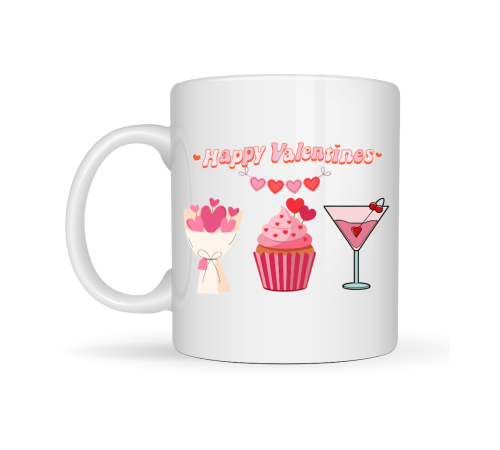 Happy Valentines Kupa – Model 6 Sevgililer Günü Özel Tasarım Porselen Kupa