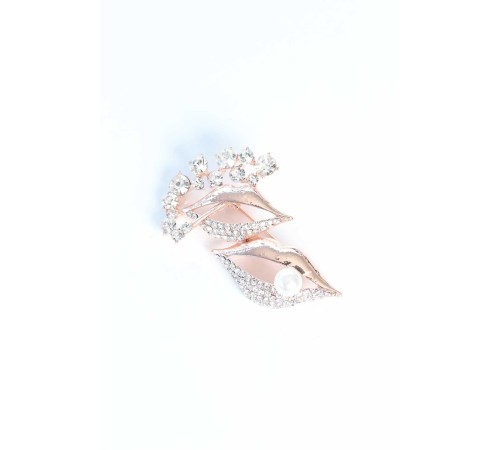 Zirkon Taşlı Metal Broş
