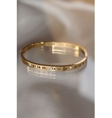 316L Çelik Roma Rakamlı Gold Renk Bilezik Kelepçe