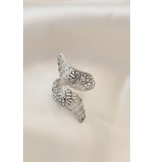 Ayarlamalı Silver Renk Metal Zirkon Taşlı Kanat Yüzük