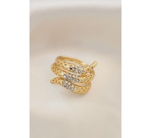 Ayarlamalı Altın Renk Metal Zirkon Taşlı Yüzük