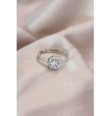 Ayarlamalı Gümüş Renk Metal Zirkon ve Kristal Taşlı Oval Model Yüzük