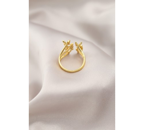 Gold Renk Metal Kelebek Model Kadın Yüzük