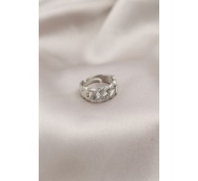 Gümüş Renk Metal Zincir Model Taşlı Kadın Yüzük