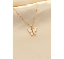 Beyaz Sedefli Kelebek Figürlü Kadın Kolye