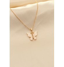 Beyaz Sedefli Kelebek Figürlü Kadın Kolye