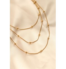 Çelik Altın Renkli Topçuk Tasarımlı Çoklu Kolye