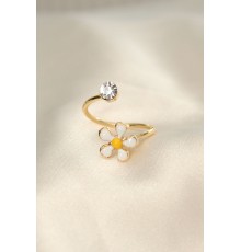 Papatya Tasarımlı Zirkon Taşlı Ayarlanabilir Yüzük