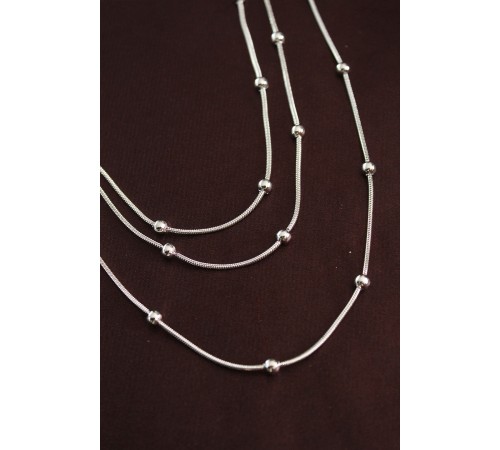 316L Çelik Gümüş Renk Minimal Topçuk Model Çoklu Kolye