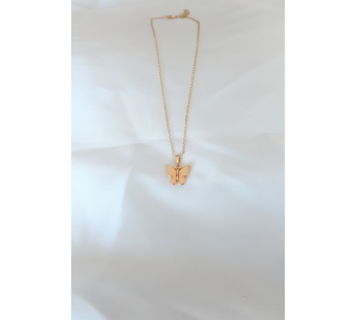 Gold Kaplama Sarı Renk Sedefli Kelebek Kolye