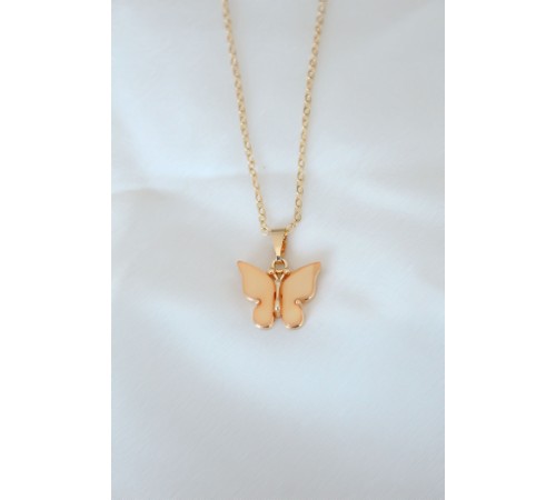 Gold Kaplama Sarı Renk Sedefli Kelebek Kolye