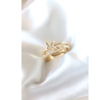 Zirkon Taşlı Altın Kaplama Kelebek Kadın Yüzük