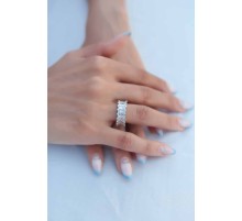 Zirkon Taşlı Gümüş Renk Baget Kadın Yüzük