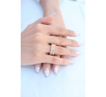 Zirkon Taşlı Baget Gold Renk Kadın Yüzük