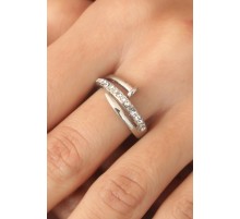 Gümüş Renk Taşlı Çivi Ayarlanabilir Kadın Yüzük