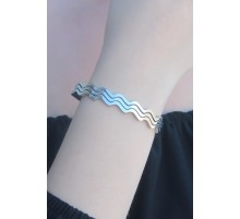 316L Kararmaz Çelik Gümüş Renk Dalga Model Kelepçe Kadın Bileklik