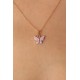 Gold Lila Renk Kelebek Figür Kadın Kolye