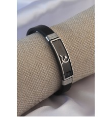 Siyah Metal Çekiç Orak Model Siyah Deri Erkek Bileklik