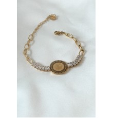 316L Çelik Gold Renk Tam Altın Modelli Zirkon Taşlı Kadın Bileklik
