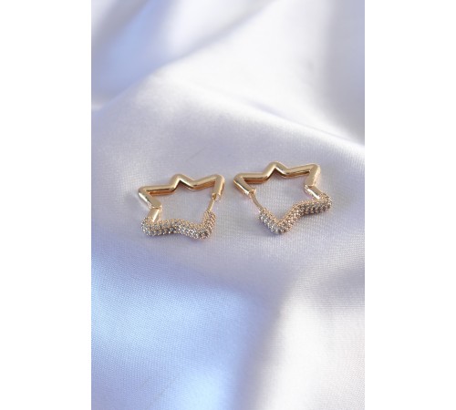 Gold Renk Zirkon Taşlı Yıldız Model Kadın Küpe Gold Renk Zirkon Taşlı Yıldız Model Kadın Küpe