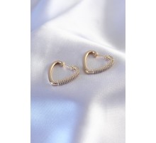 Gold Renk Zirkon Taşlı Kalp Model Kadın Küpe