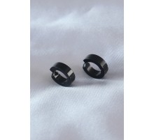 Çelik Siyah Renk Sıkıştırmalı Erkek Küpe