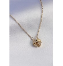 316L Çelik Gold Renk Açılır Yonca Model Zirkon Taşlı Kadın Kolye