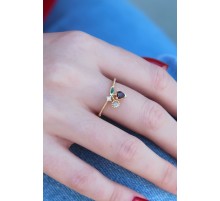 Gold Renk Kiraz Model Zirkon Taşlı Kadın Yüzük