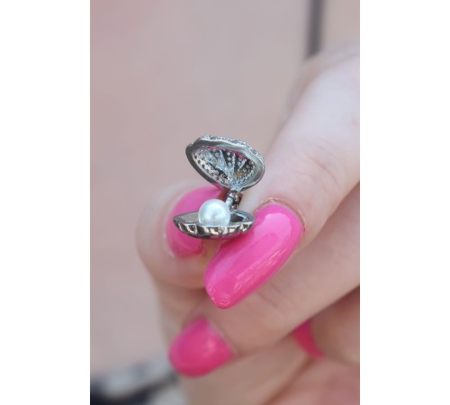 316L Çelik Gümüş Renk Açılır Midye Model Kadın Kolye