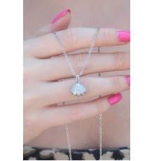 316L Çelik Gümüş Renk Açılır Midye Model Kadın Kolye