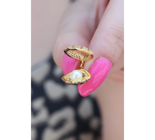 316L Çelik Gold Renk Açılır Midye Model Kadın Kolye