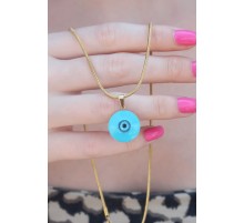 316L Çelik Gold Renk Nazar Boncuk Model Kadın Kolye