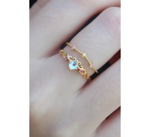 Gold Renk Zirkon Taşlı Taç Model Kadın Yüzük