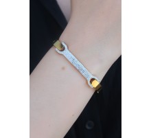 316L Çelik Gold Renk Zirkon Taşlı Kadın Kelepçe