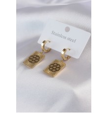 316L Çelik Gold Renk Lotus İşleme Kadın Küpe