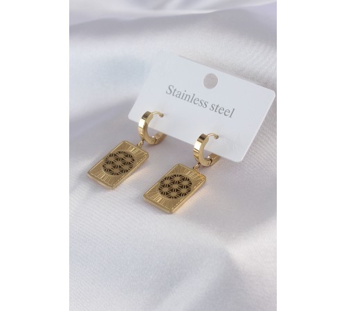 316L Çelik Gold Renk Lotus İşleme Kadın Küpe 316L Çelik Gold Renk Lotus İşleme Kadın Küpe