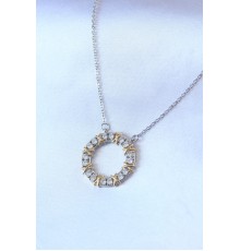 316L Çelik Gümüş Renk Zirkon Taşlı Gold Detay Xoxo Kadın Kolye