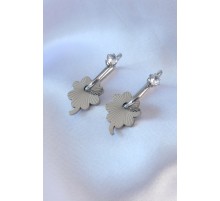 316L Çelik Gümüş Renk Zirkon Taşlı Kadın Göçmen Küpesi