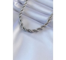 316L Çelik Gümüş Renk Burgu Model 45 cm Kadın Kolye